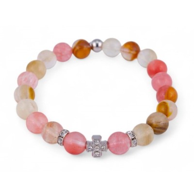 Браслет Арбузный кварц Крест