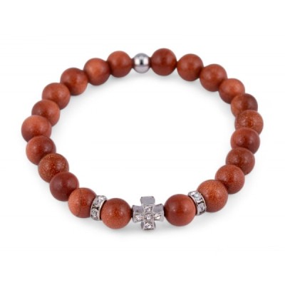 Браслет Золотой песок коричневый Крест