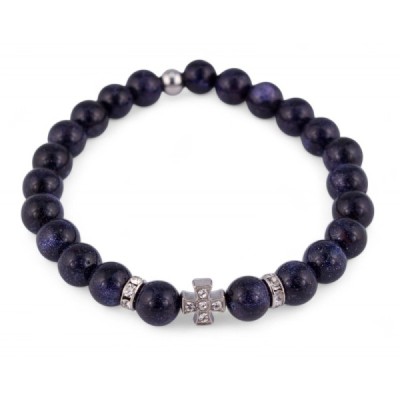 Браслет Золотой песок синий Крест