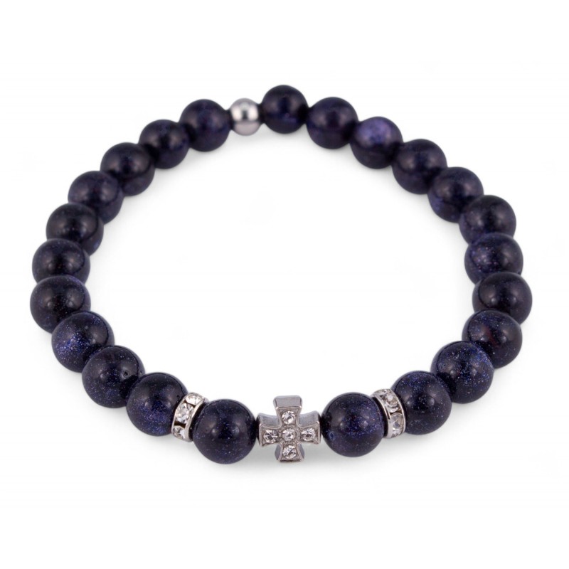 Браслет Золотой песок синий Крест