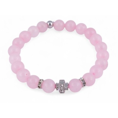 Браслет Розовый кварц Крест
