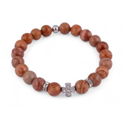 Браслет Яшма деревянная Крест