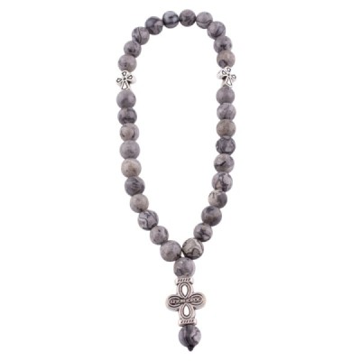 Четки из Яшмы серой 30 бусин