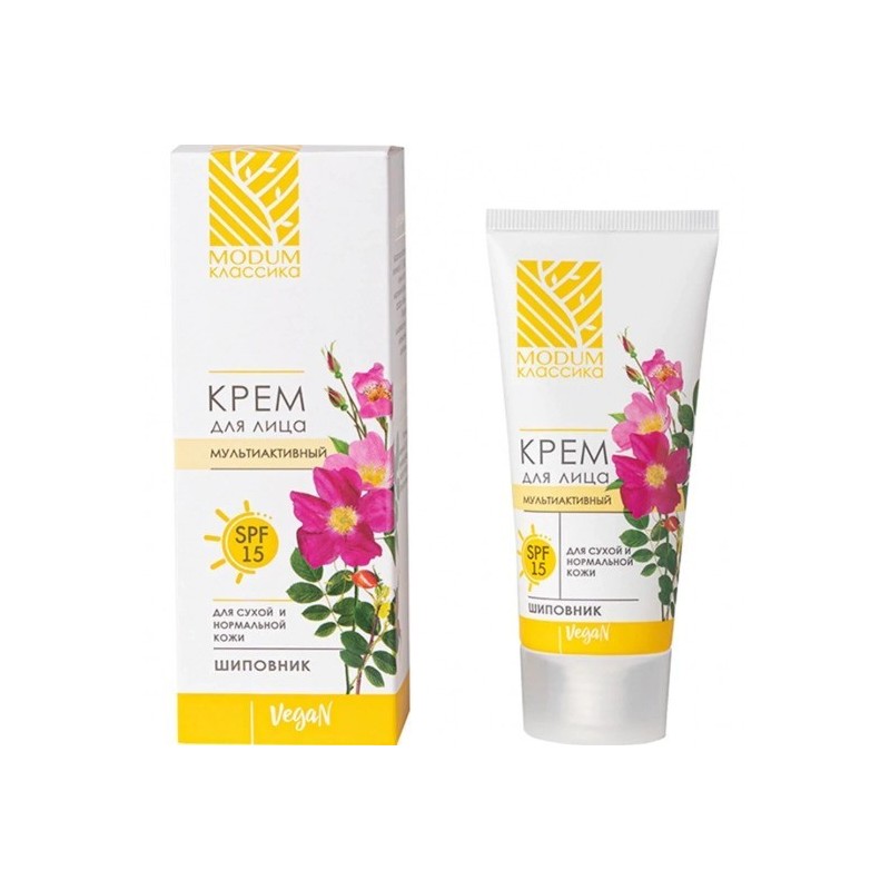 Крем для лица мультиактивный MODUM КЛАССИКА Шиповник с SPF 15 для сухой и нормальной кожи, 50 г