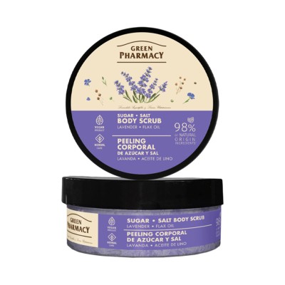 Green Pharmacy Сахар и соль Скраб для тела  Лаванда и масло льна 200мл