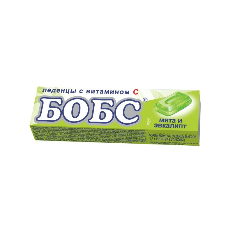 БОБС леденцы от кашля 10*3г мята с эвкалиптом