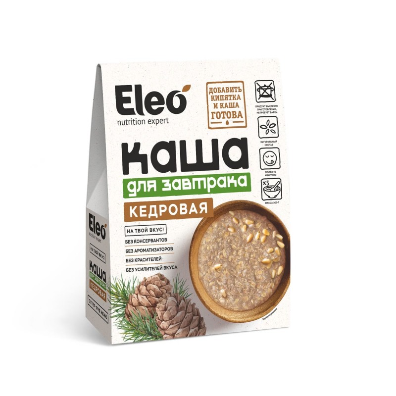 Eleo Каша кедровая для завтрака с овсяными хлопьями 200 гр