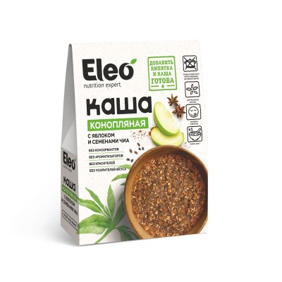 Eleo Каша конопляная с яблоком и семенами чиа  200 г