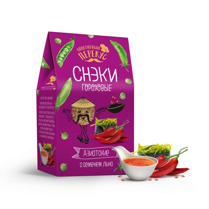 Снэки гороховые с семенем льна "Азиатские" "Аппетитный перекус", 100 г