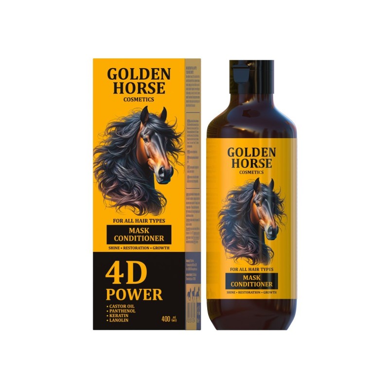 Маска-кондиционер GOLDEN HORSE для всех типов волос 400мл (касторовое масло,пантенол,кератин, ланолин