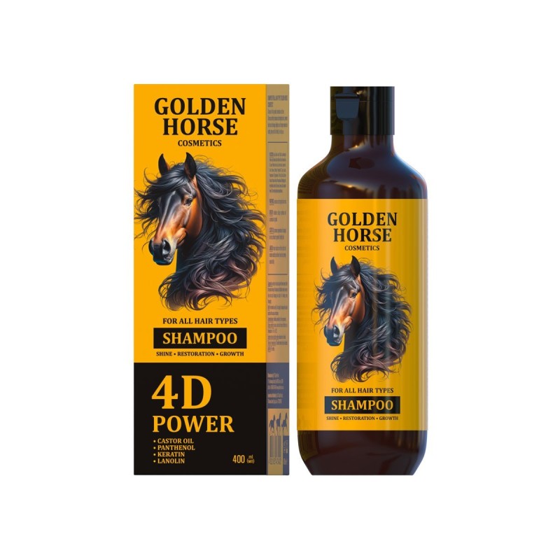 Шампунь GOLDEN HORSE для всех типов волос 400мл (касторовое масло,пантенол,кератин, ланолин