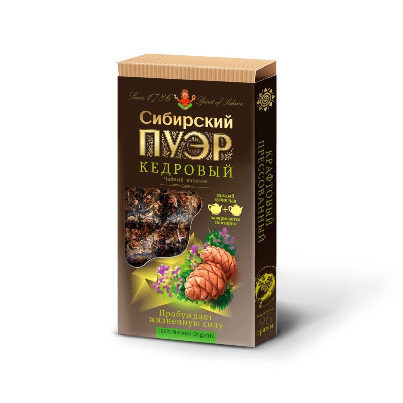Чайный напиток "Сибирский пуэр" кедровый, плитка, 96г
