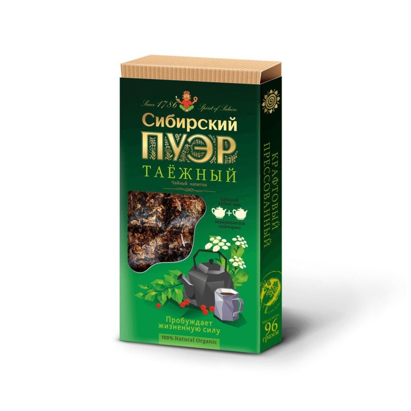 Чайный напиток "Сибирский пуэр" таежный, плитка, 96г