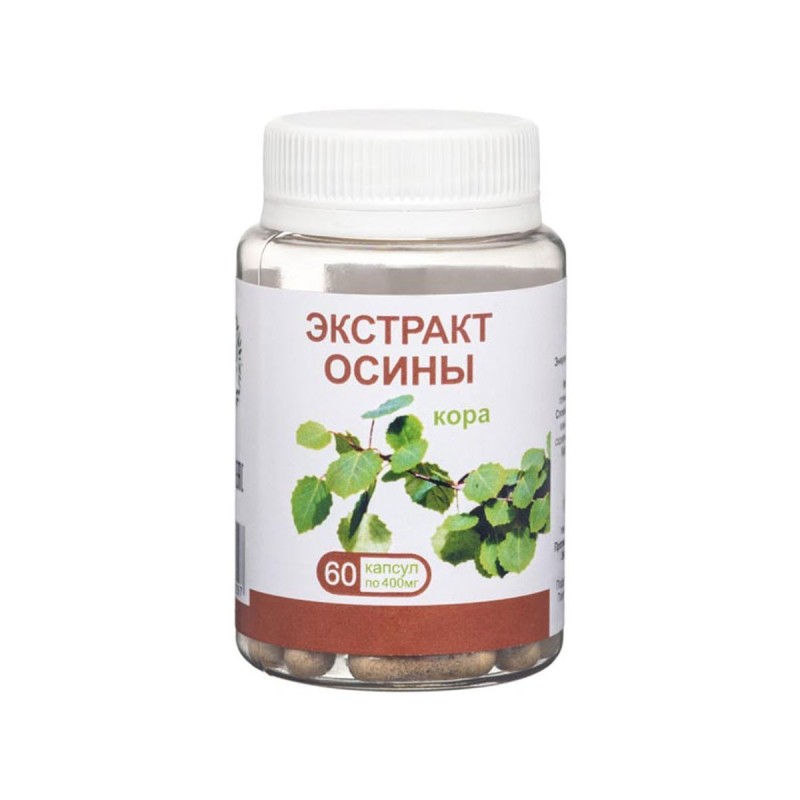 Экстракт осины, 60 капсул по 400 мг