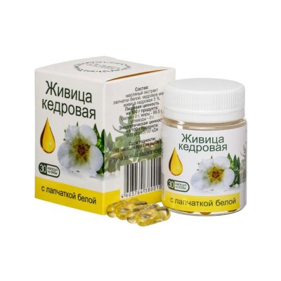 Живица кедровая 5% с лапчаткой, 30 капсул по 500 мг